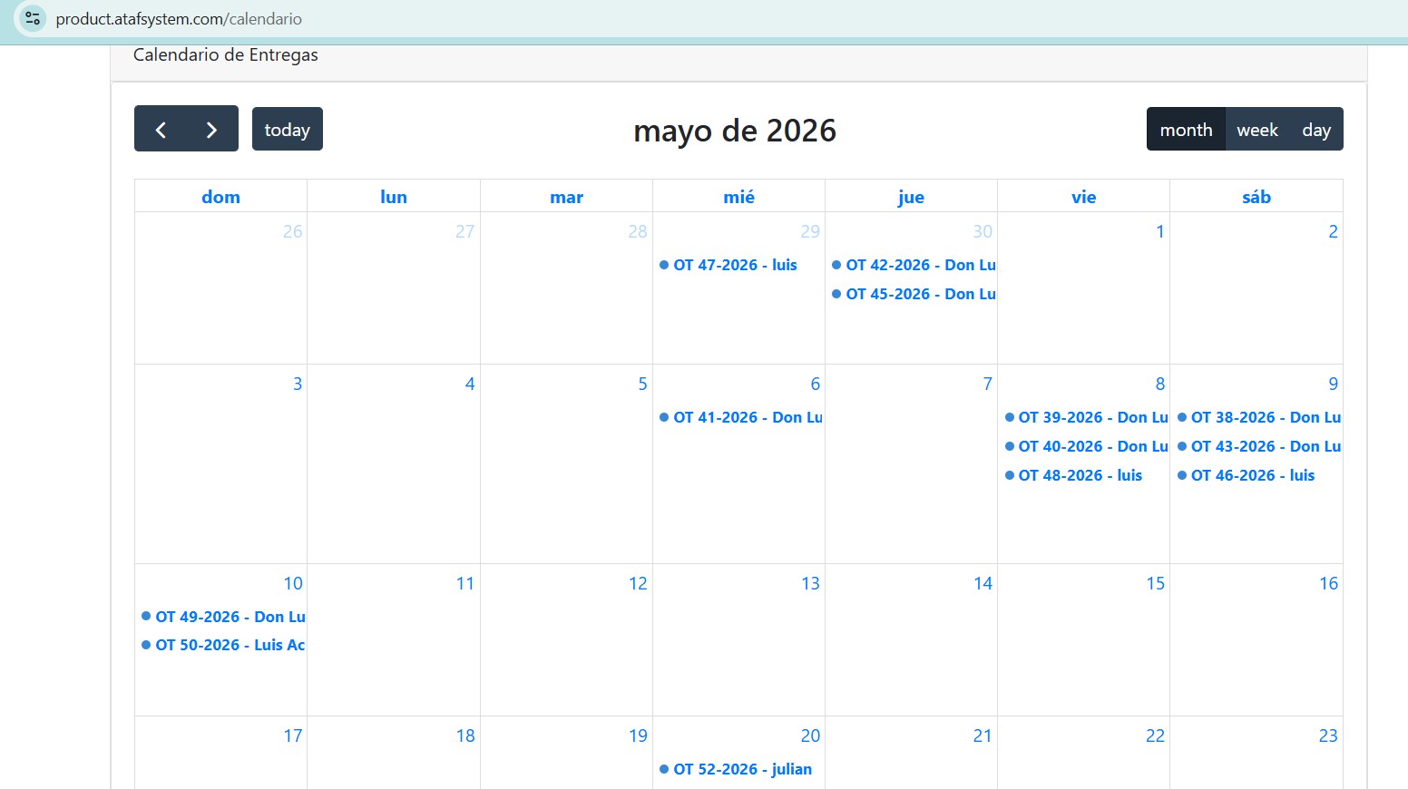 Calendario de Producción